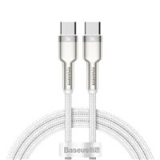 Obrázek Baseus Cafule Series nabíjecí / datový kabel USB-C samec na USB-C samec s kovovými koncovkami 100W 2m, bílá