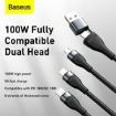 Obrázek Baseus Flash Series 3v2 nabíjecí / datový kabel USB/USB-C na MicroUSB + Lightning + USB-C 100W 1,2m, šedá-černá