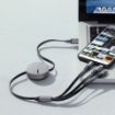 Obrázek Baseus Fabric 3v1 flexibilní kabel USB / Lightning, Type-C, microUSB 3.5A 1.2m tmavě-šedá