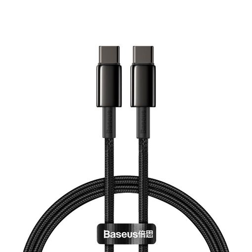 Obrázek Baseus Tungsten Gold rychlonabíjecí / datový kabel USB-C na USB-C 100W 2m, černá