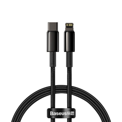 Obrázek Baseus Tungsten Gold rychlonabíjecí / datový kabel USB-C na Lightning PD 20W 2m, černá