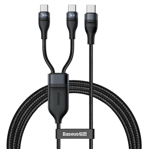 Obrázek Baseus Flash Series nabíjecí / datový kabel USB-C na USB-C + USB-C 100W 1,5m, černá