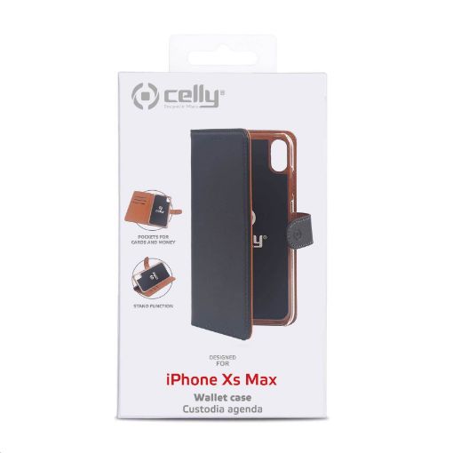 Obrázek Celly pouzdro Wally s funkcí stojánku pro iPhone Xs Max, černá