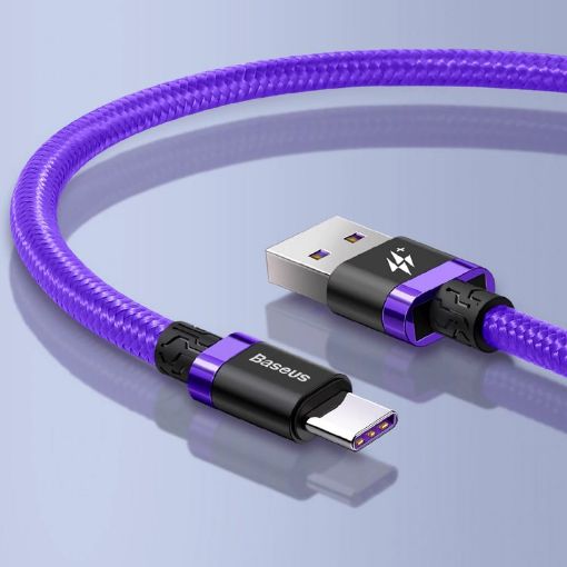 Obrázek Baseus nabíjecí / datový kabel HW Flash Charge USB-C 40W 1m, fialová