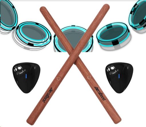 Obrázek Smart Bubnovací Paličky AeroBand PocketDrum 2 KIT  + senzor na nohu - barva dřevo