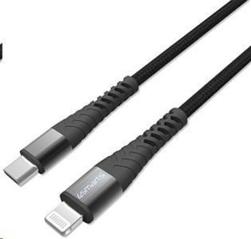 Obrázek 4smarts odolný MFi kabel PremiumCord 20W USB-C/Lightning, délka 25 cm, černá