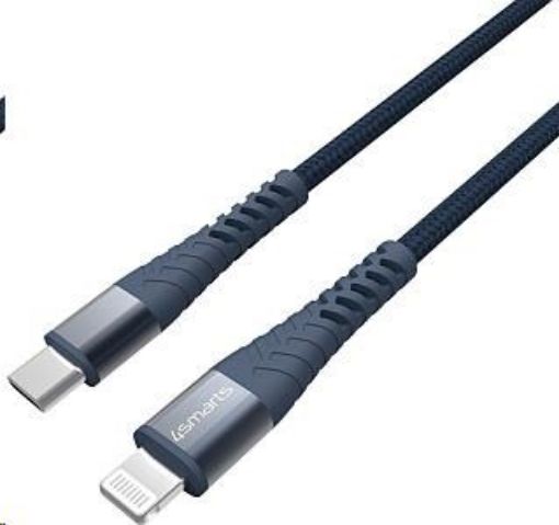 Obrázek 4smarts odolný MFi kabel PremiumCord 20W USB-C/Lightning, délka 3 m, modrá