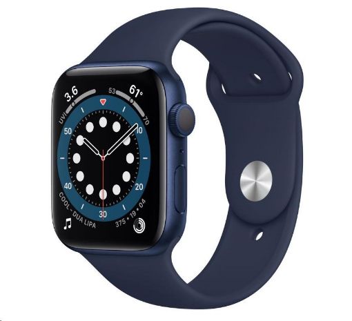 Obrázek APPLE Watch Series 6 GPS, 44mm Blue hliníkové pouzdro + nám. modrý sport řemínek