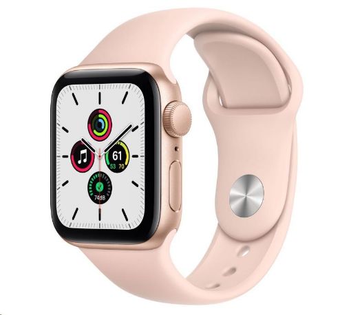 Obrázek APPLE Watch SE GPS, 44mm zlaté hliníkové pouzdro + pískově růžový sport řemínek