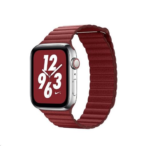 Obrázek COTEetCI kožený magnetický řemínek Loop Band pro Apple Watch 38 / 40mm červený