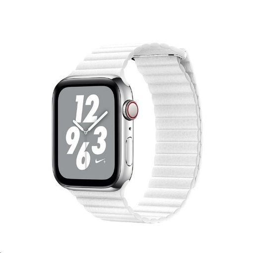 Obrázek COTEetCI kožený magnetický řemínek Loop Band pro Apple Watch 38 / 40mm bílý