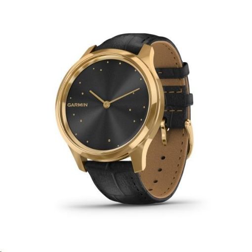 Obrázek Garmin monitorovací náramek a hodinky vivomove3 Luxe, 24K Gold/BlackLeather Band