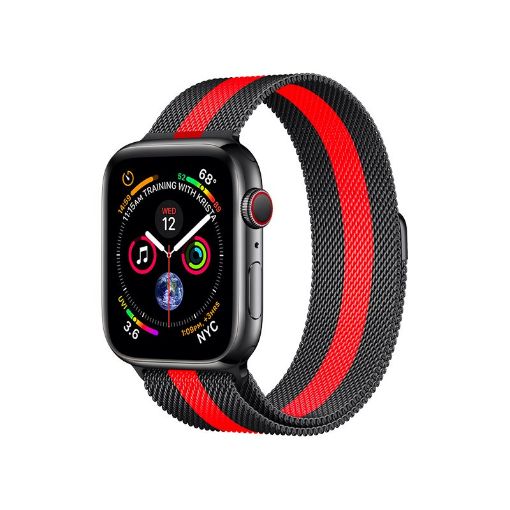 Obrázek COTEetCI ocelový magnetický řemínek pro Apple Watch 38 / 40mm černá/červená