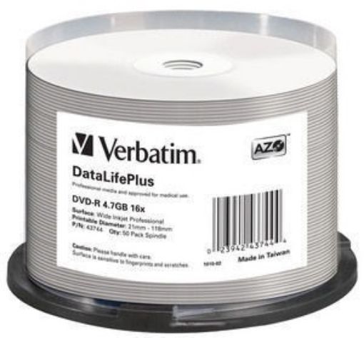 Obrázek VERBATIM DVD-R(50-Pack)Spindle/Printable/16x/4.7GB/WIDE PRINTABLE SURFACE NON-ID