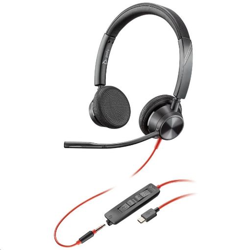 Obrázek POLY náhlavní souprava BLACKWIRE 3325 MS, USB-C, 3,5 mm jack, stereo