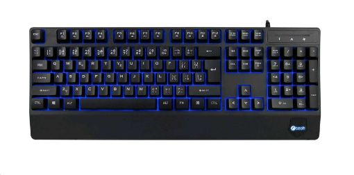 Obrázek C-TECH Klávesnice KB-104BK, USB, 3 barvy podsvícení, černá, CZ/SK