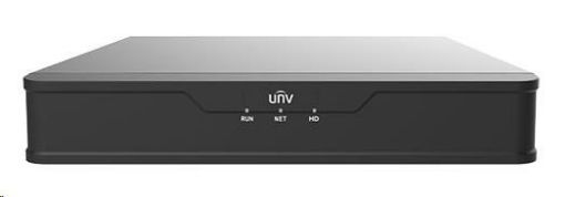 Obrázek Uniview NVR, 4 PoE (Max 54W) kanály, H.265, 1x HDD, 8Mpix (80Mbps/64Mbps), HDMI, VGA, 4K, ONVIF, 2x USB, audio