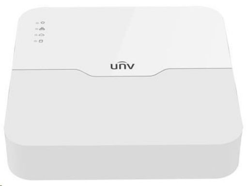 Obrázek Uniview NVR, 4 PoE (Max 54W) kanály, H.265, 1x HDD, 8Mpix (80Mbps/64Mbps), HDMI, VGA, 1x USB 2.0, 1x USB 3.0, audio