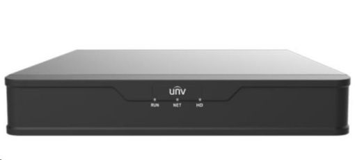 Obrázek Uniview NVR, 4 kanály, H.265, 1x HDD (max 6TB), 4xPoE (max 54W),  8Mpix (80Mbps/64Mbps), HDMI, VGA, 3xUSB 2.0, audio
