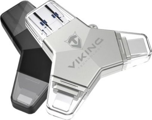 Obrázek Viking USB Flash disk 3.0 4v1 s koncovkou Lightning/Micro USB/USB/USB-C, 32 GB, černá