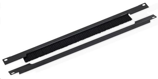 Obrázek TRITON 19" průchozí panel 1U rozdělený horizontálně, kartáč, otvor 350 x 21 mm, černý