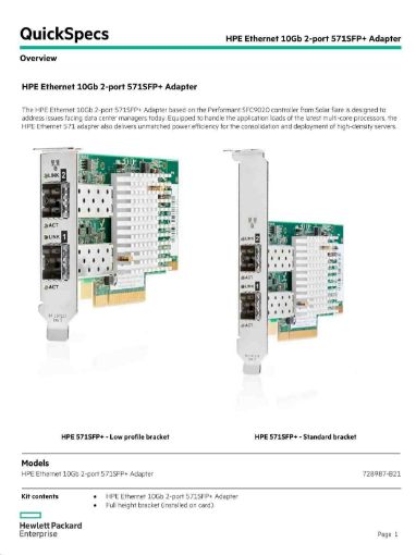 Obrázek HP NC Ethernet 10Gb 2-port 571SFP+ Adapter 728987-B21 HP RENEW