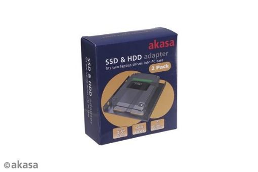 Obrázek AKASA montážní kit  pro 2,5" HDD do 3,5" pozice, 2x 2,5" HDD/SSD, 2ks v balení, černá