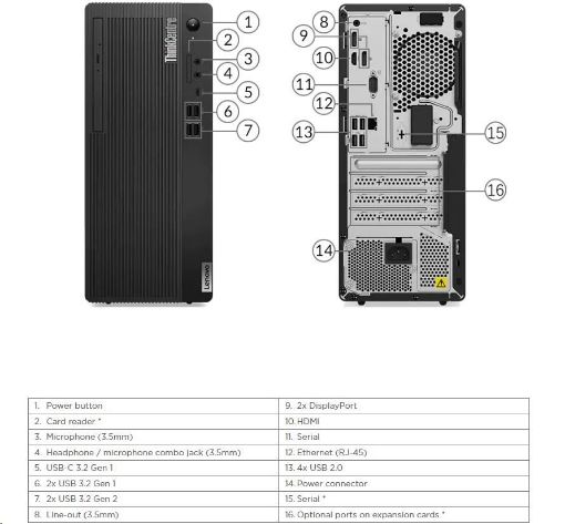 Obrázek LENOVO PC ThinkCentre M75t Gen2 tower - Ryzen 5 PRO 4650G,8GB,256SSD,HDMI,DP,Int. AMD Radeon,čierna,W10P,3Y Onsite