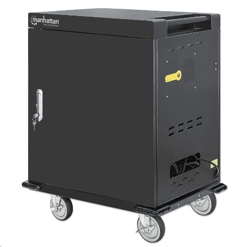 Obrázek Manhattan dezinfekční a nabíjecí vozík, UVC Sanitizing & Charging Cart, 32 USB-A portů, černá