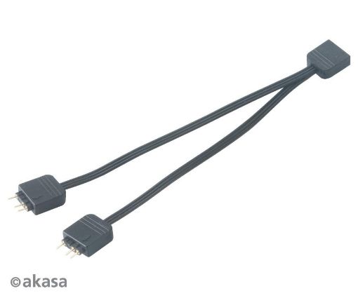 Obrázek AKASA rozbočovač pro RGB LED 1x female/2x male, 2ks v balení, černá