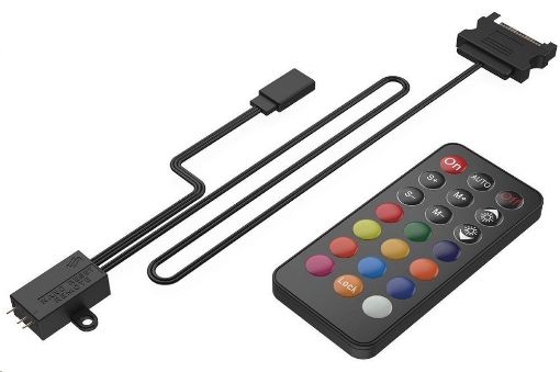 Obrázek SilentiumPC řídící panel podsvícení Nano-Reset Remote ARGB KIT, 4x3-pin ARGB konektor, černý + dálkový ovladač