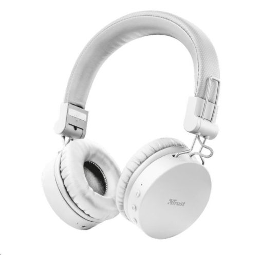 Obrázek TRUST bezdrátová sluchátka Tones Bluetooth Wireless Headphones, white/bílá