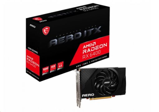 Obrázek MSI VGA AMD Radeon RX 6400 AERO ITX 4G, RX 6400, 4GB GDDR6, 1xDP, 1xHDMI