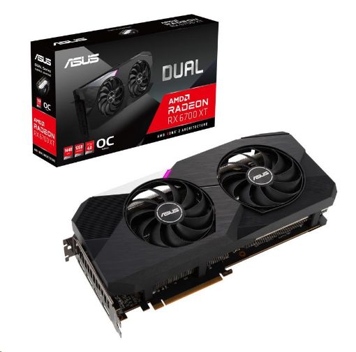 Obrázek ASUS VGA AMD Radeon Dual RX 6700 XT OC Edition, RX 6700 XT, 12GB GDDR6, 3xDP, 1xHDMI