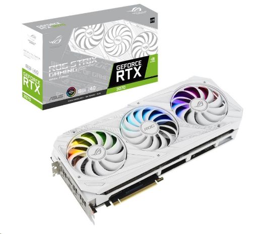 Obrázek ASUS VGA NVIDIA GeForce ROG Strix RTX 3070 V2 White 8GB GDDR6, RTX 3070, 8GB GDDR6, 3xDP, 2xHDMI