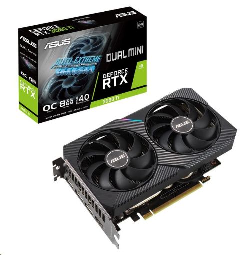 Obrázek ASUS VGA NVIDIA GeForce Dual RTX 3060 Ti V2 MINI OC Edition, RTX 3060 TI LHR, 8GB GDDR6, 3xDP, 1xHDMI