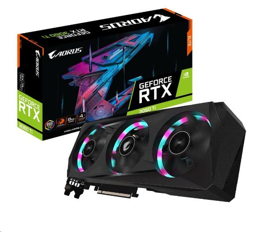 Obrázek GIGABYTE VGA NVIDIA GeForce RTX 3060 Ti AORUS ELITE 8G LHR Rev. 2.0, RTX 3060 Ti, 8GB GDDR6, 2xDP, 2xHDMI