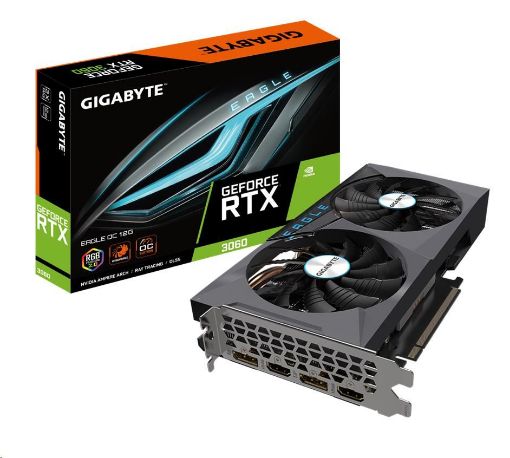 Obrázek GIGABYTE VGA NVIDIA GeForce RTX 3060 EAGLE OC 12G LHR Rev. 2.0, RTX 3060, 12GB GDDR6, 2xDP, 2xHDMI