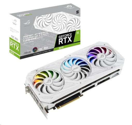 Obrázek ASUS VGA NVIDIA GeForce ROG Strix RTX 3070 V2 White OC Edition, RTX 3070 LHR, 8GB GDDR6, 3xDP, 2xHDMI