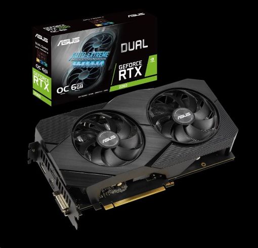 Obrázek ASUS VGA NVIDIA GeForce Dual RTX 2060 OC edition EVO 6GB GDDR6, RTX 2060, 6GB GDDR6, 2xHDMI, 1xDVI