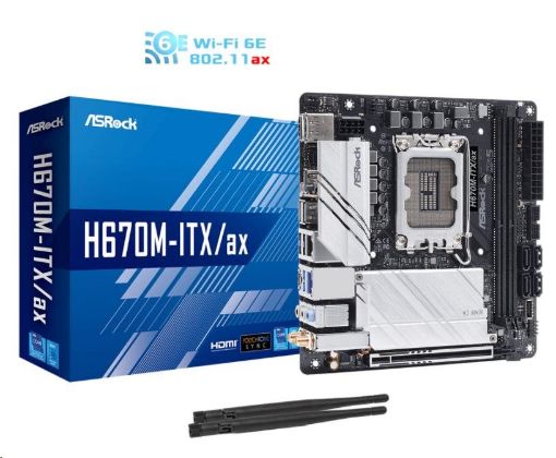 Obrázek ASRock MB Sc LGA1700 H670M-ITX/AX, Intel H670, 2xDDR4, 1xDP, 1xHDMI, WI-FI, mini-ITX