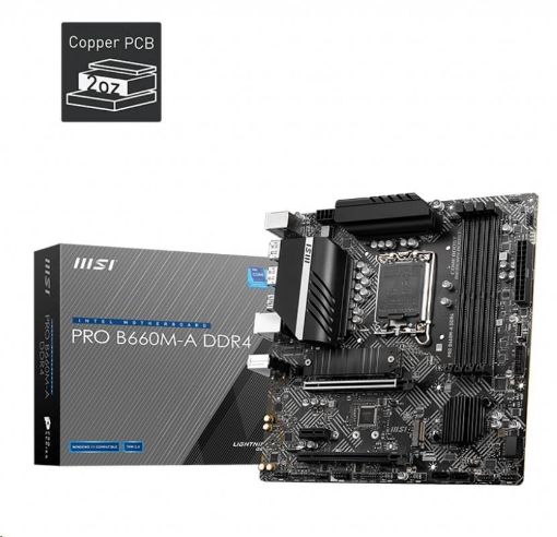 Obrázek MSI MB Sc LGA1700 PRO B660M-A DDR4, Intel B660, 4xDDR4, 2xDP, 2xHDMI, mATX