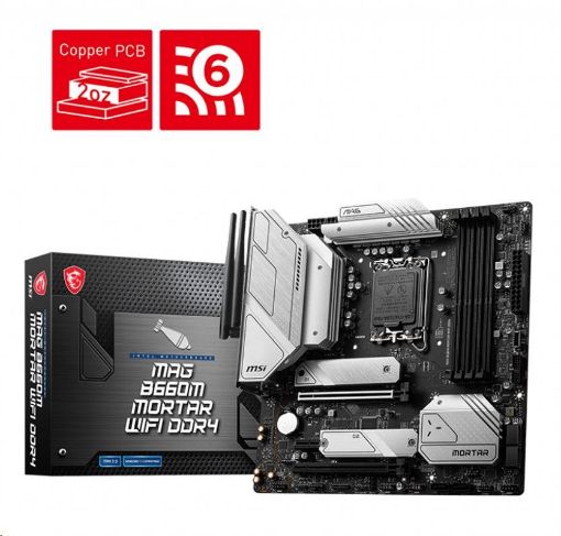 Obrázek MSI MB Sc LGA1700 MAG B660M MORTAR WIFI DDR4, Intel B660, 4xDDR4, 1xDP, 1xHDMI, WI-FI, mATX