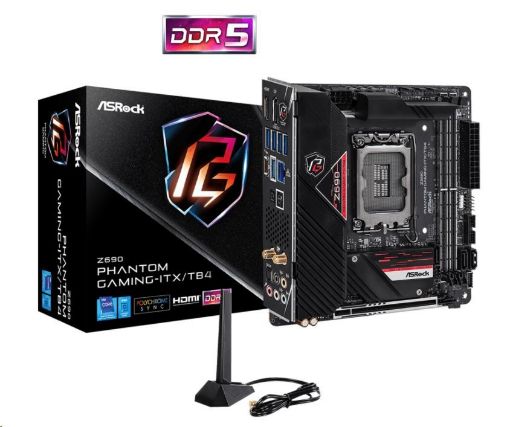 Obrázek ASRock MB Sc LGA1700 Z690 Phantom Gaming-ITX/TB4, Intel Z690, 2xDDR5, 1xDP, 1xHDMI, WI-FI, mini-ITX