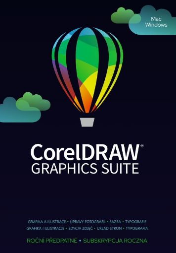 Obrázek CorelDRAW Graphics Suite Education 365 dní pronájem licence  1 Lic ESD (Windows/MAC) EN/FR/DE/IT/SP/BP/NL/CZ/PL