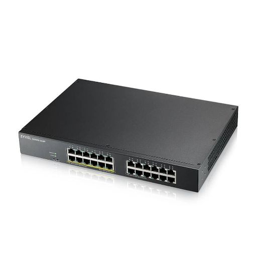 Obrázek Zyxel GS1915-24EP, 24-port GbE, 12 port PoE, 130 Watt 802.3at, rackmount, fanless, Smart hybrid mode Switch, standalone