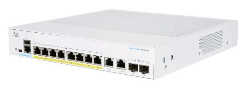 Obrázek Cisco switch CBS250-8PP-E-2G-UK, 8xGbE RJ45, 2xRJ45/SFP combo, fanless, PoE+, 45W - REFRESH