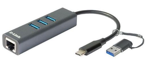 Obrázek D-Link DUB-2332 USB-C/USB to Gigabit Ethernet Adapter with 3x USB3.0 Hub