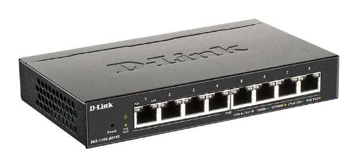 Obrázek D-Link DGS-1100-08PV2 8-port Gigabit Smart Managed PoE switch, PoE budget 64W, fanless